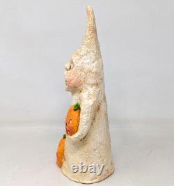 Figurine de fantôme citrouille d'Halloween en art populaire signée Debra Schoch, vintage rare 2002
