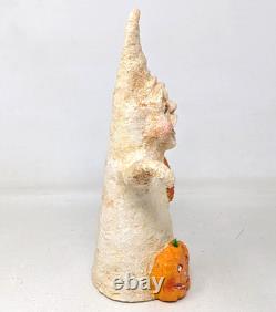 Figurine de fantôme citrouille d'Halloween en art populaire signée Debra Schoch, vintage rare 2002