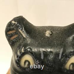 Figurine en cire vintage d'Halloween Jack O'Lantern garçon de choeur chat noir 4 RARE tel quel