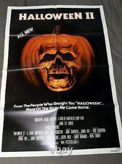 Halloween II (1981) Vieille Affiche Originale 27 X 41 Plié Près De La Monnaie Rare Litho