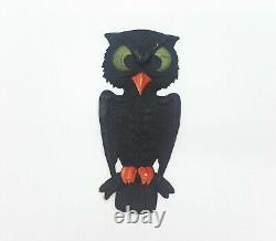 Hibou D’halloween D’halloween De Branche Allemagne Carton Embossé Années 1940s 1960s Rare