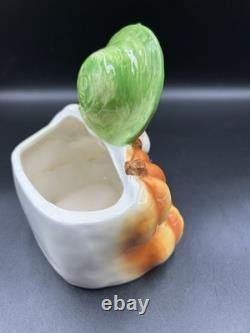 Jardinière d'Halloween Automne Vintage Relpo A1999 Fille Pieds Nus Assise sur des Citrouilles Rare