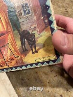 Jeu vintage Witch-ee Halloween Witch Black Cat Fortune rare trouvaille des années 1930