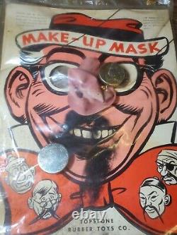 Jouets en caoutchouc Vintage Topstone Co. Masque de maquillage Nouvel ancien stock RARE 11 X 8.5