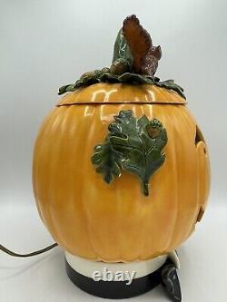 Lampe De Citrouille En Céramique Vintage Rare Jack-o-lantern Halloween Light Up 13 Tall