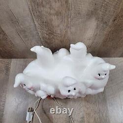 Lampe céramique vintage Halloween avec éclairage 5 fantômes citrouille rare 13x9 en état de marche