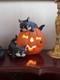Lampe Céramique Vintage Rare De Chats Noirs Lumineux De Citrouille Pour Halloween