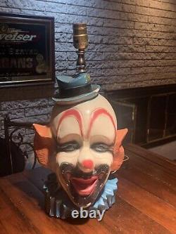 Lampe de clown en craie vintage rare du milieu du siècle pour Halloween