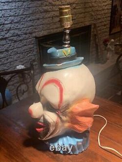 Lampe de clown en craie vintage rare du milieu du siècle pour Halloween