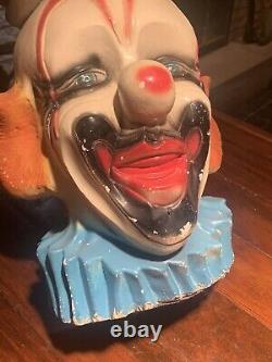 Lampe de clown en craie vintage rare du milieu du siècle pour Halloween