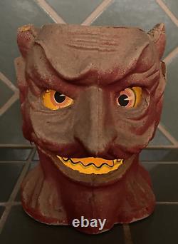 Lanterne en papier mâché vintage HALLOWEEN DIABLE RARE F. N. Burt années 1930