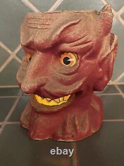 Lanterne en papier mâché vintage HALLOWEEN DIABLE RARE F. N. Burt années 1930