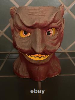 Lanterne en papier mâché vintage HALLOWEEN DIABLE RARE F. N. Burt années 1930