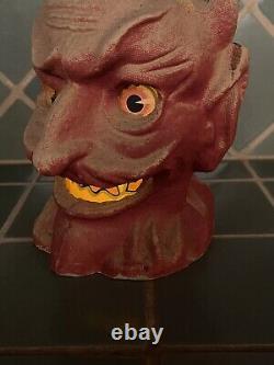 Lanterne en papier mâché vintage HALLOWEEN DIABLE RARE F. N. Burt années 1930