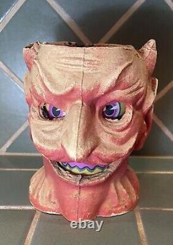 Lanterne en papier mâché vintage HALLOWEEN DIABLE RARE F. N. Burt années 1930