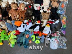 Lot de Beanie Babies 100 Étiquettes Neuves Vintage 1993 2003 Ours Halloween Rare Oiseau