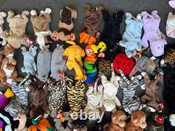 Lot de Beanie Babies 100 Étiquettes Neuves Vintage 1993 2003 Ours Halloween Rare Oiseau