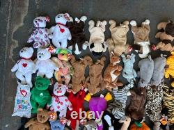 Lot de Beanie Babies 100 Étiquettes Neuves Vintage 1993 2003 Ours Halloween Rare Oiseau