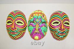 Lot de masques d'Halloween vintage HALCO ZODIAC Gemini Rares HTF Neon Psychedelic des années 1960.