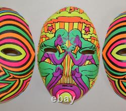 Lot de masques d'Halloween vintage HALCO ZODIAC Gemini Rares HTF Neon Psychedelic des années 1960.