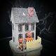 Maison Hantée Poliwoggs Miniature De 4 Pouces, Style Putz Pour Halloween Avec Citrouille, Rare Vtg.