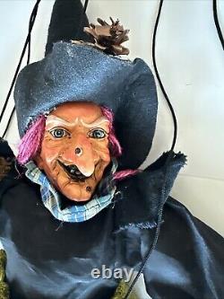 Marionnette de sorcière vintage 24 pouces rare Halloween effrayante