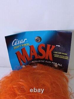 Masque Cesar Vintage 1994/1997 Halloween Rare Cheveux Orange Neuf avec étiquette