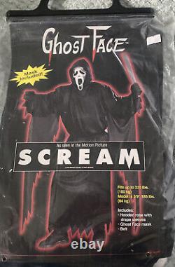 Masque Ghost Face SCREAM vintage rare de 1997. Et costume. Masque Grail neuf