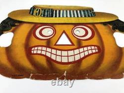 Masque d'Halloween en papier vintage DÉCOUPE Citrouille Jack o Lantern Antique RARE USA