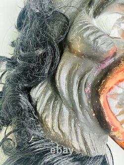 Masque d'Halloween en vinyle rare de César Bat avec cheveux vintage