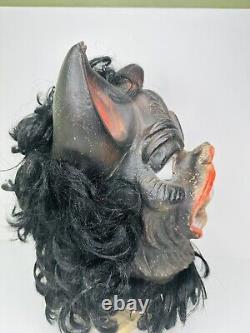 Masque d'Halloween en vinyle rare de César Bat avec cheveux vintage