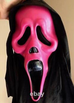Masque d'Halloween fantomatique rose au visage fantastique - RARE VTG. Fun World Div.