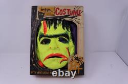 Masque de Halloween FRANKENSTEIN de Ben Cooper Vtg rare 1963 Costume Spook Town avec boîte