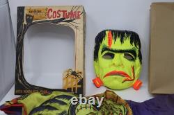 Masque de Halloween FRANKENSTEIN de Ben Cooper Vtg rare 1963 Costume Spook Town avec boîte