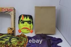 Masque de Halloween FRANKENSTEIN de Ben Cooper Vtg rare 1963 Costume Spook Town avec boîte