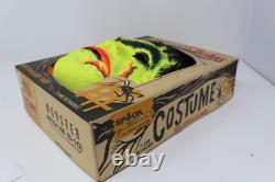 Masque de Halloween FRANKENSTEIN de Ben Cooper Vtg rare 1963 Costume Spook Town avec boîte