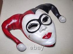 Masque de Harley Quinn en fibres de verre de style Kabuki Rare HTF pour Halloween Cosplay Vintage inhabituel