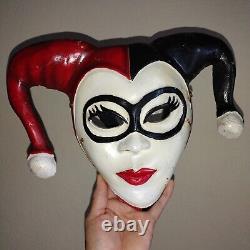 Masque de Harley Quinn en fibres de verre de style Kabuki Rare HTF pour Halloween Cosplay Vintage inhabituel