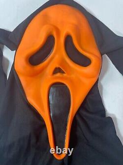 Masque de visage de fantôme Vintage Orange Scream Easter Unlimited Fun World RARE