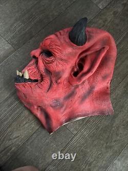 Masque en latex rouge démon diable de Don Post Studios 2004 VTG Rare
