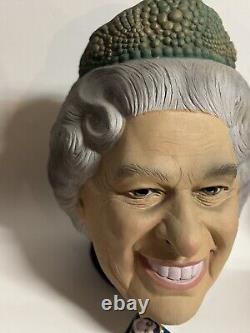 Masque en vinyle souple rare et complet pour Halloween de CESAR Vtg en France, représentant la reine Elizabeth, NOS