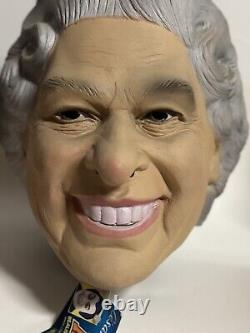 Masque en vinyle souple rare et complet pour Halloween de CESAR Vtg en France, représentant la reine Elizabeth, NOS
