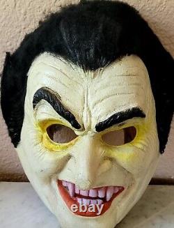 Masque vintage Rare FESTIVAL 81 Cesar Dracula Vampire Halloween avec insert et cheveux