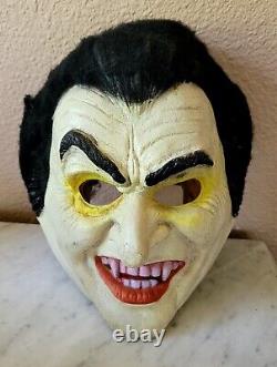 Masque vintage Rare FESTIVAL 81 Cesar Dracula Vampire Halloween avec insert et cheveux