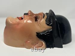 Masques en plastique vintage rares de Laurel et Hardy par Bayshore fabriqués en France Halloween