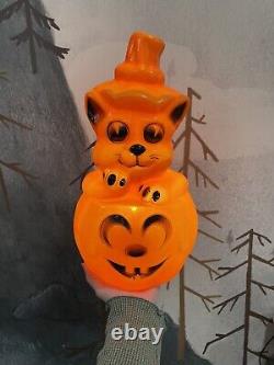 Moule à souffler en forme de chat citrouille d'Halloween vintage rare