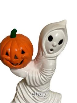 Moule en céramique Halloween RARE VTG Fantôme tenant une citrouille Pas de lumière ! NOSTALGIE