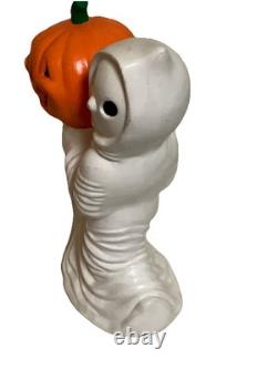 Moule en céramique Halloween RARE VTG Fantôme tenant une citrouille Pas de lumière ! NOSTALGIE