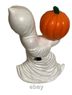 Moule en céramique Halloween RARE VTG Fantôme tenant une citrouille Pas de lumière ! NOSTALGIE