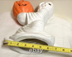 Moule en céramique Halloween RARE VTG Fantôme tenant une citrouille Pas de lumière ! NOSTALGIE